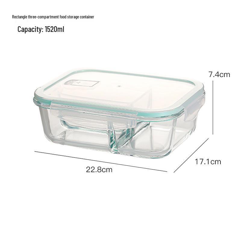 Heat-Resistant Microwave-Safe Glass Lunch Box: Sealed, Transparent Food Storage Container