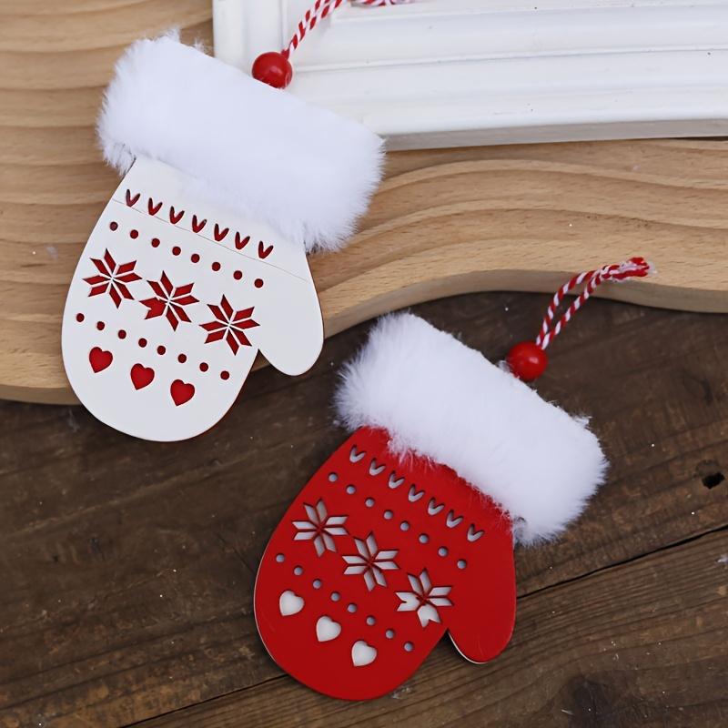 

Набор из 2 современных деревянных подвесных украшений в виде варежек - Рождество, Хэллоуин, Новый год, День благодарения, Декор в стиле сказки, Способ подвешивания 2pcs