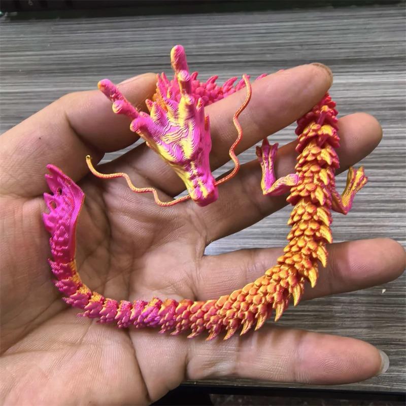 30CM 90cm 3D Printed Conjoined Dragon Ornaments Joints Can Move Creative Dragon Plants Rockery Fish Tank Landscaping Decoration