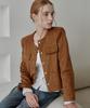 Bibyseob Round Neck Suede Jacket Brown [T53]