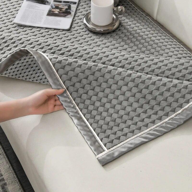 Ice Silk Sofa Cushion Solid Color Four Seasons Universal Cushion Living Room Dust and Non Slip Sofa Cover Cover