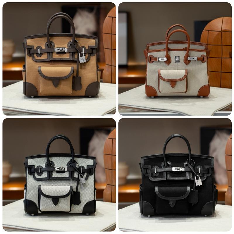 Canvas Swift Leder Tasche Kontrastfarbe 25CM