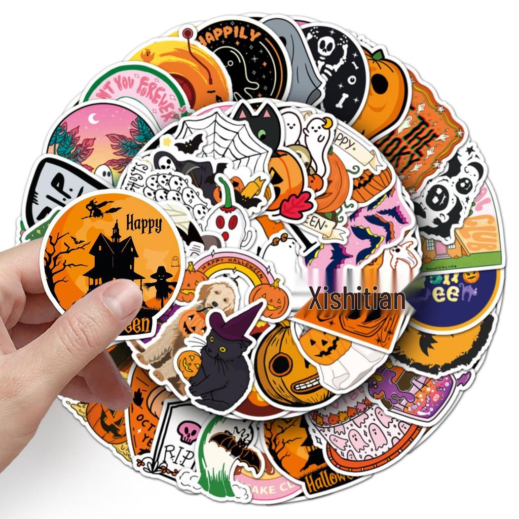 50 Halloween Graffiti Stickers: Personalized DIY Waterproof Cartoon Stickers for Kids - Perfect for Water Bottles & Suitcases