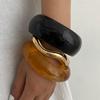 Fashion Translucent Smudged Resin Bracelet Bracelet Irregular Smooth Acrylic Wide Bracelet
