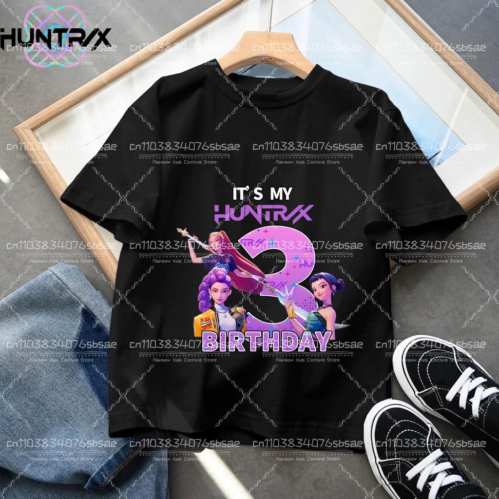 Kpop Dämonenjäger Nummer T-Shirt Kawaii Rumy Geburtstagsoberteile Partykleidung Mädchen T-Shirt Sommer Kurzarm Baumwolle Kinderkleidung Boutique