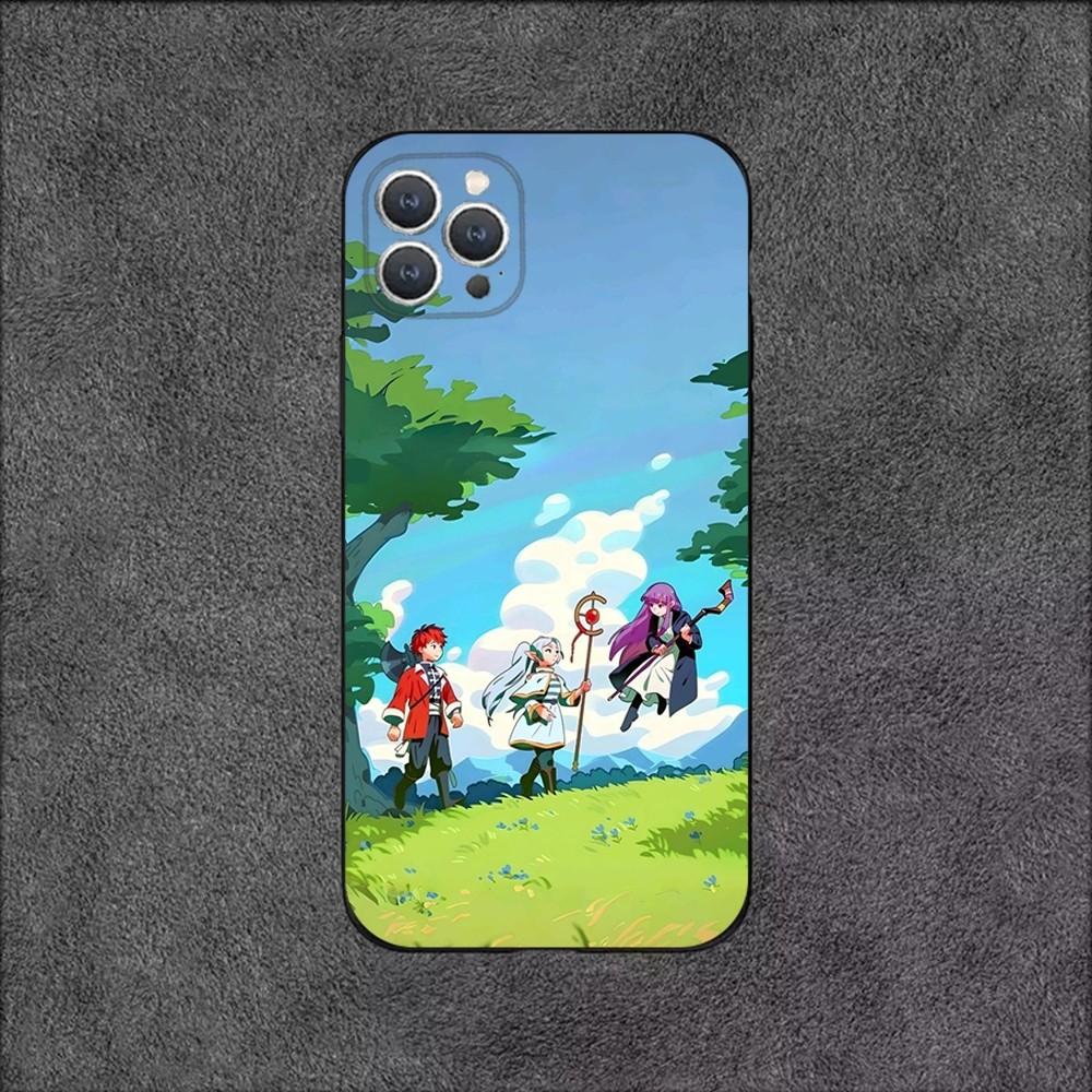 Frieren Sousou No Frieren Anime Phone Case For iPhone 16,15,14,13,12,11,Plus,Pro Max,XS,X,XR,SE,Mini,8 Soft Silicone Black Cover