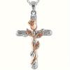 1pc Retro Pendant Necklace with Cross and Rose Flower, Three Colors Options