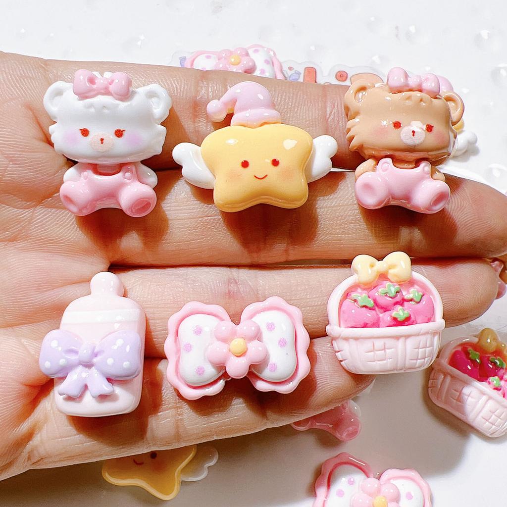10Pcs New Cute  Resin Mini Cartoon Cat Series Flat Back Ornament Jewelry Making  Bows Accessories