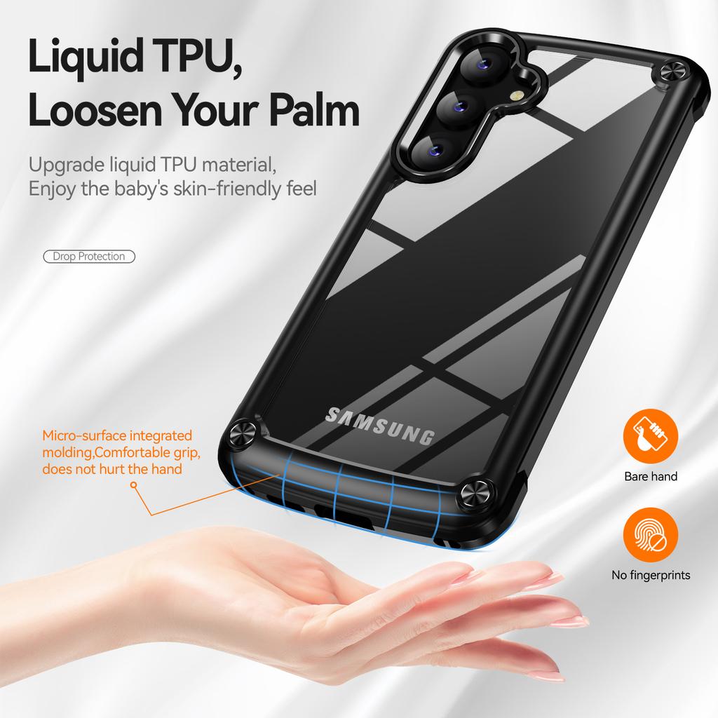 For Samsung Galaxy S25 Case Anti-Drop Alloy Lens Frame PC+TPU Phone Cover