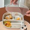 Quadratische 304 Edelstahl Lunchbox mit Fächern 3/4 Fächer Lebensmittelbehälter für Kinder Niedlicher 3/4-Fächer-Essteller mit Deckel