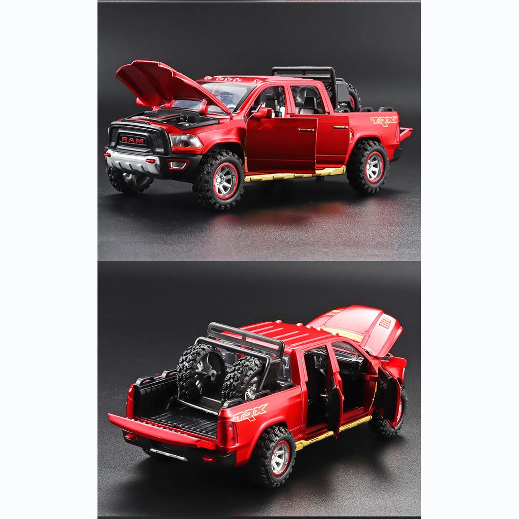 1/32 Toy Trucks for Boys RAM TRX 1500 Diecast Metal Pickup Truck Toys Pull Back Model Cars with Light and Sound for Kids Aged 3-7