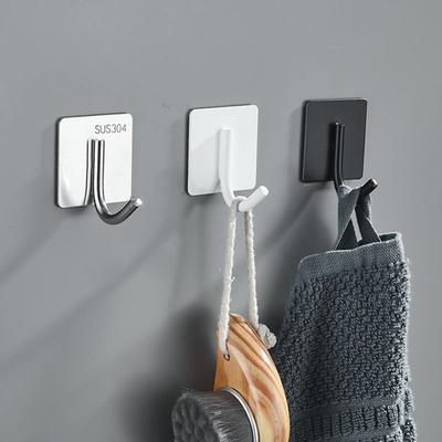 1/6Pcs Wall Hangers Stainless Steel Heavy Duty Adhesive Towel Hooks Rustproof Corrosion Resistant Utensil Hangers Adhesive Robe Hooks