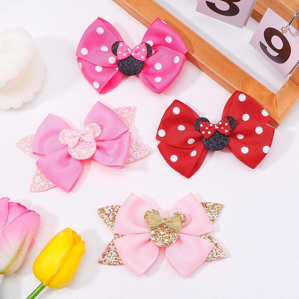 2 Stück/Los Baby Mädchen Hübsche Polka Dot Schleife Haarspangen für Haare Kinder Cartoon Haarnadeln Boutique Kleid Haarschmuck Geschenkset