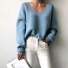 Fashion Casual Pullover Women Sweater Autumn Winter Women's Sweaters V-Neck Minimalist Jumpers Tops 7290