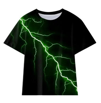 Source manufacturer, new children's clothing, lightning series children's short-sleeved T-shirt 3D printed short-sleeved T-shirt short-sleeved