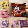 Housse de coussin C-Couragethecartoonc-Chien lâche, Imprimée recto-verso, Coussin de canapé, Tête de lit de chambre