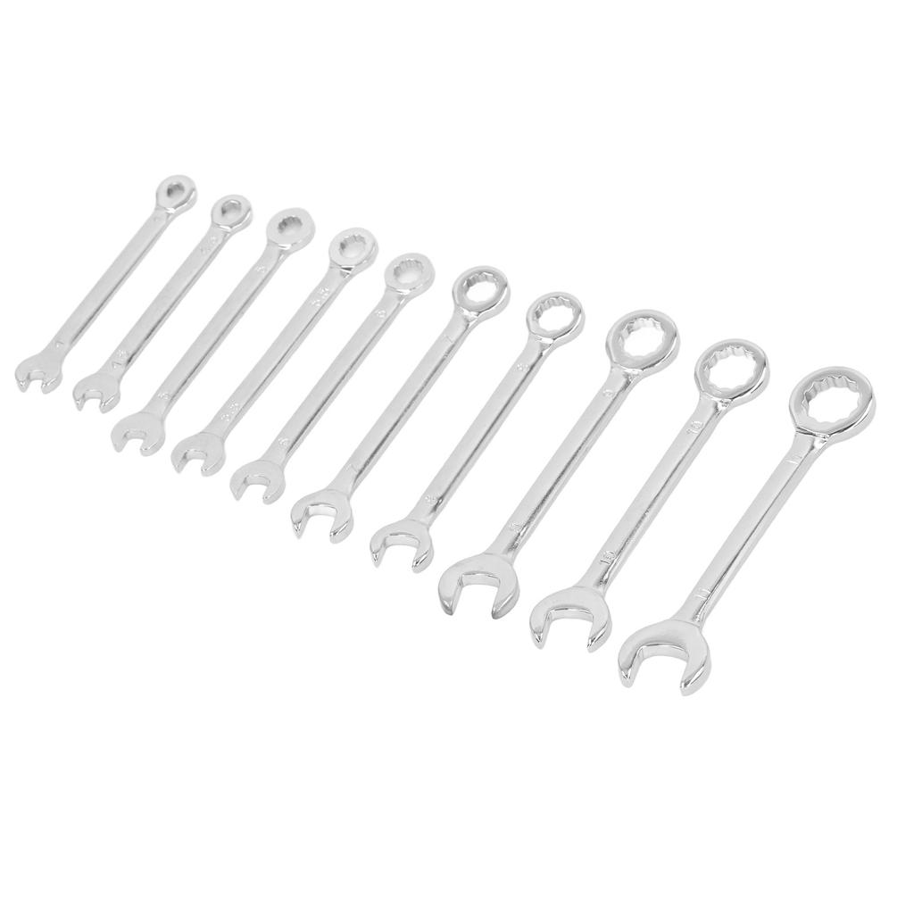 10PCS 72 Tooth Ratchet Wrench 15 Degree Open Double Head Combination Spanner Set 4?11mm