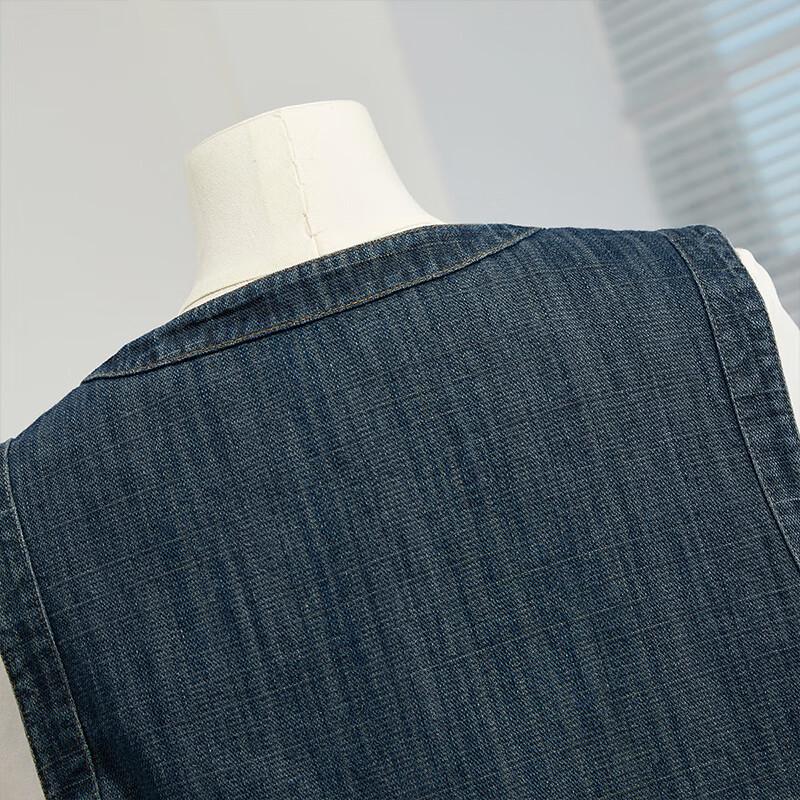 Sishe Women's Loose Fit Washed Denim Vest