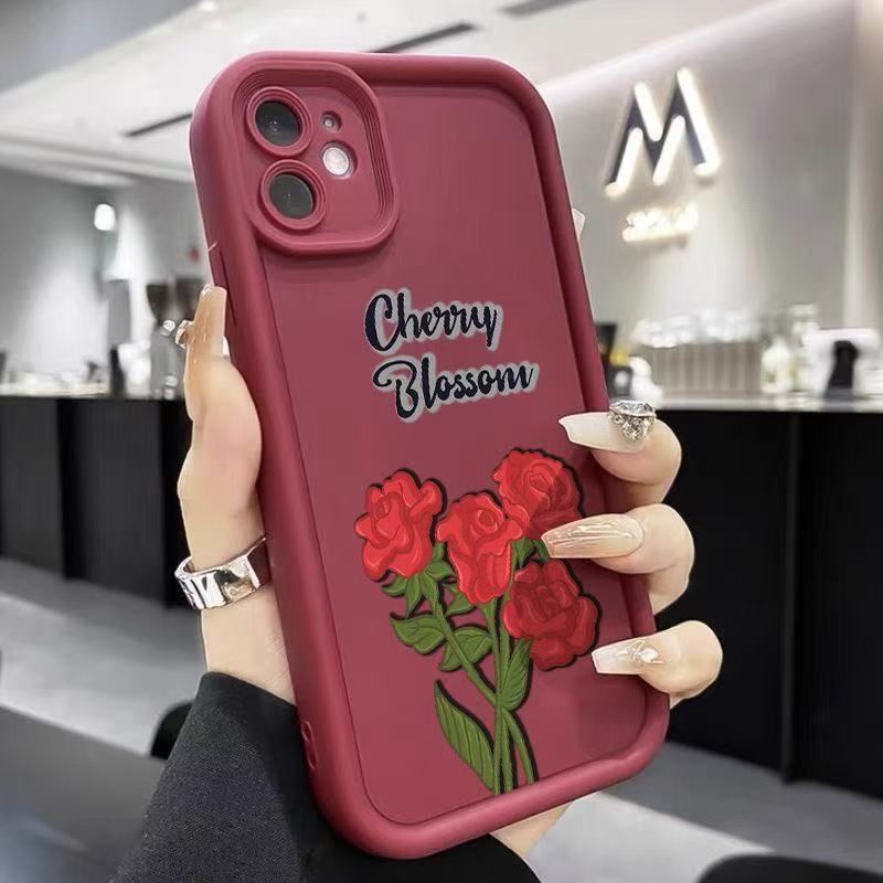Red Rose Is Suitable for Iphone16pro Mobile Phone Case Apple 15 Foreign Trade 1413promax New 12x11.