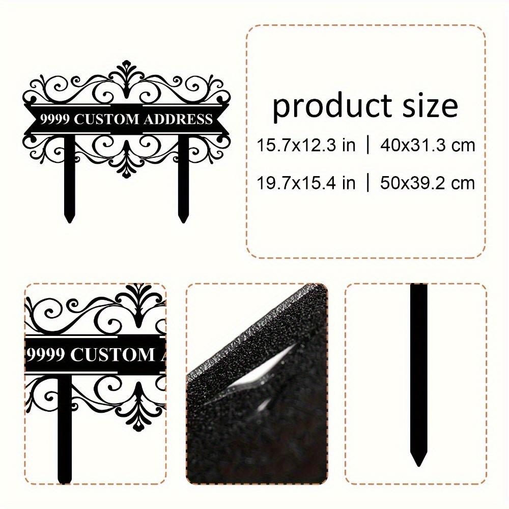 Custom Metal Address Sign Black Street Number Plate Ornate Scroll Yard Decoration