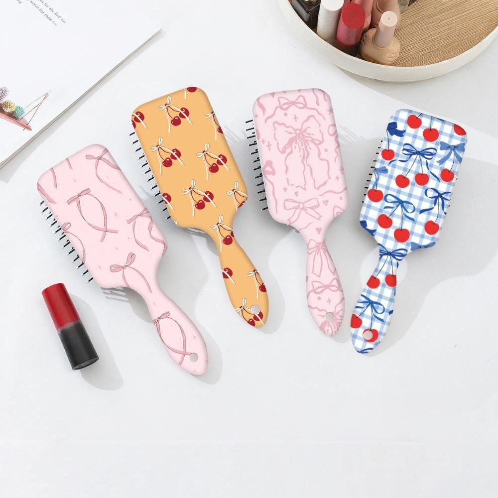 Anti-Static Air Cushion Hair Brush Bowknot Cherry Pattern Hair Styling Tool  for Women & Girls