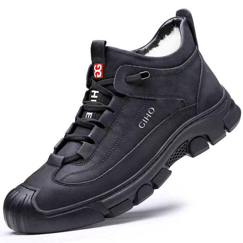 Men's Warm Wool Mid-Cut Cold-Proof Lace-Up Martin Snow Boots