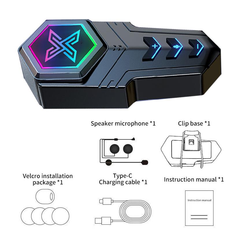 1000mah Motorcycle Helmet Headset Stereo Bluetooth 5.3 Handsfree Earphone 3D Heavy Bass Headphone RGB Waterproof Noise Reduction