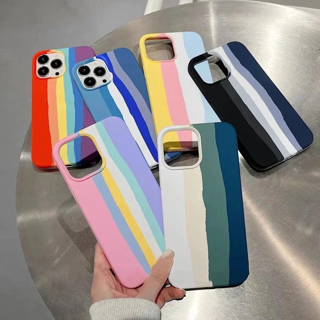 Coque Arc-en-ciel en Silicone Liquide Pour iPhone 15 14 13 11 Pro Max pour iPhone 12 X XR XS 8 7 Plus Coque de Protection Intégrale