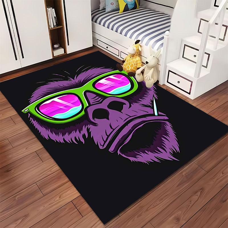 Purple Gorilla with Sunglasses suitable as a non-slip mat for the living room or bedroom sofa