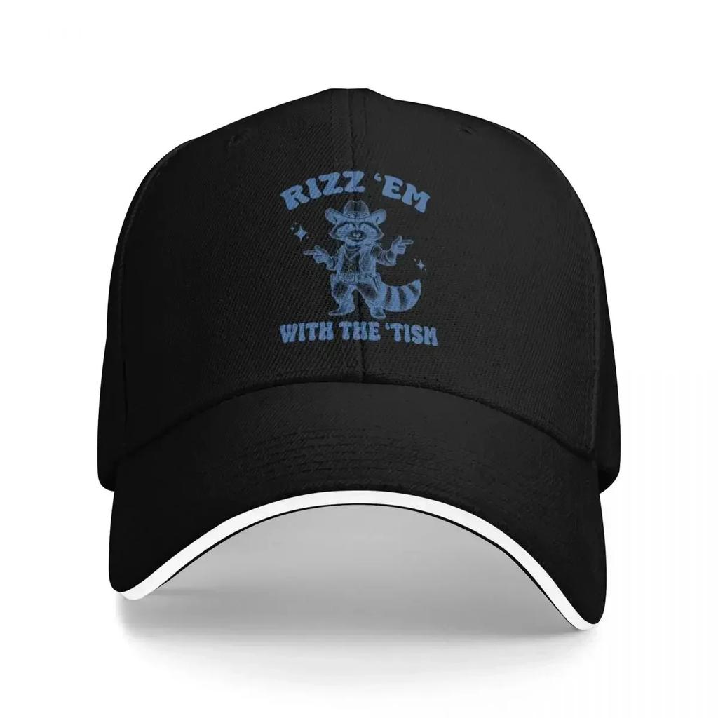 New Rizzem With the Tism Funny Raccoon Baseball Cap Trucker Unique hats funny hat tactical cap Hats Unisex Womens