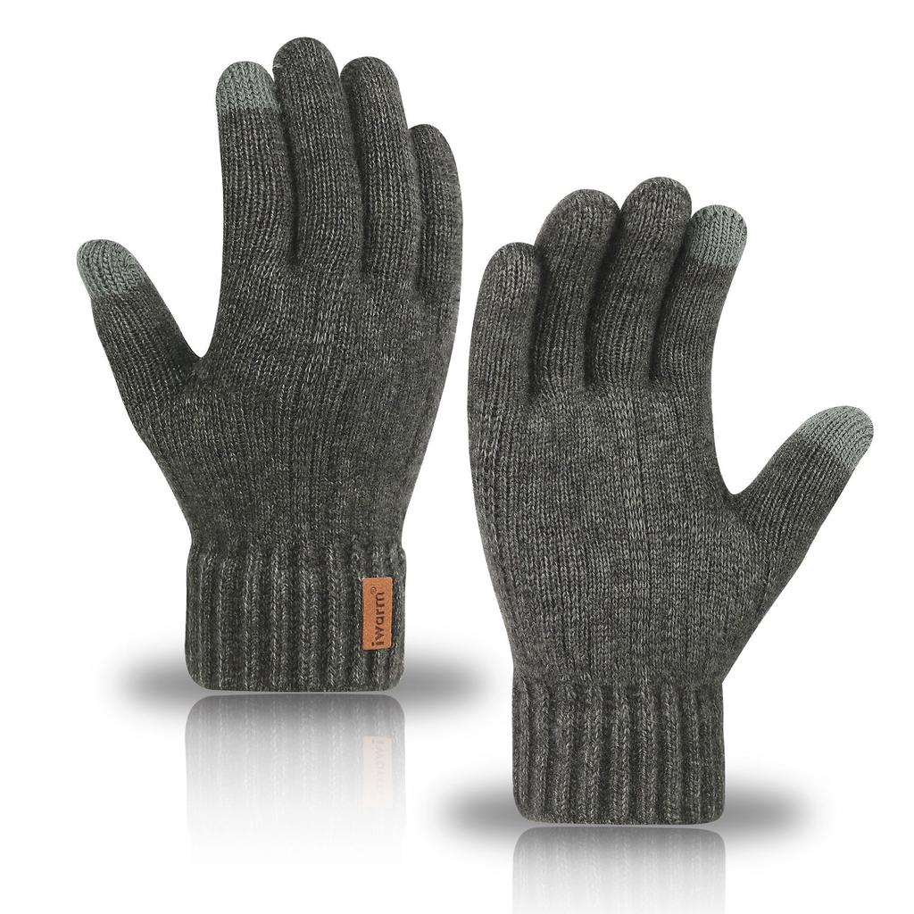 Unisex Alpaca Knitted Warm Gloves Men & Women Autumn Winter Cold Touch Screen Thickening Knitted Cycling Driving Full Finger Gloves