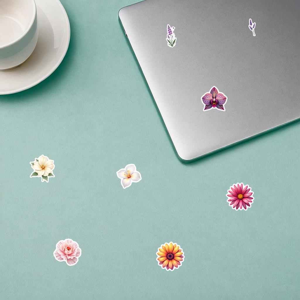 35-100pcs Natural Plant Flowers Stickers For Waterproof Diy Decorative Stickers For Mobile Phone Case Luggage Skateboard