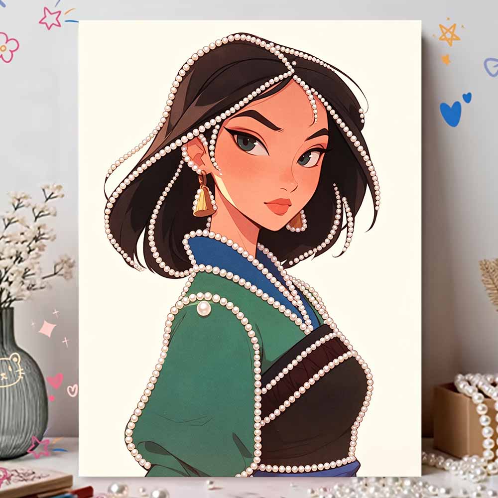 Disney Pearl Painting Mulan 5D DIY Pearl Picture Crafts for Adults/Beginners Gift Ideas Home Decor