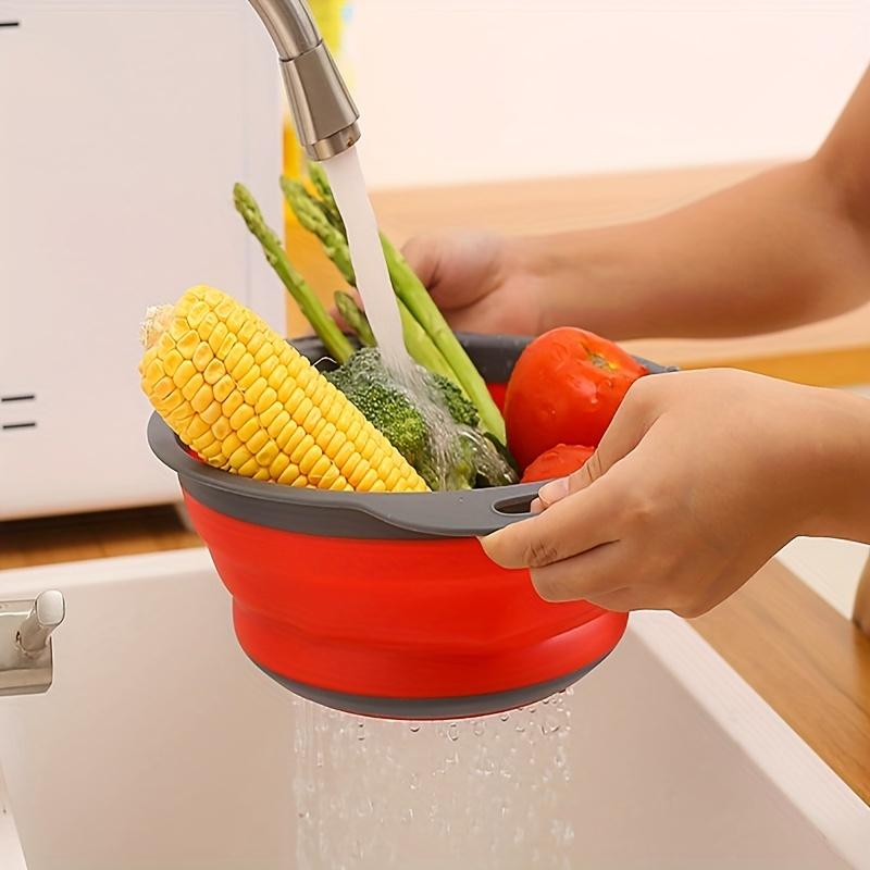 Folding Drainage Basket Set Fruit  Vegetable Washing Basket Drainer Bowl Filter Basket