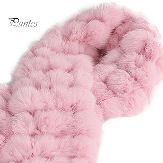 Wool Pom-Pom Scarf Women Thickened Winter Scarf Imitation Rabbit Fur Comfortable Knit Winter Scarf Neckwear