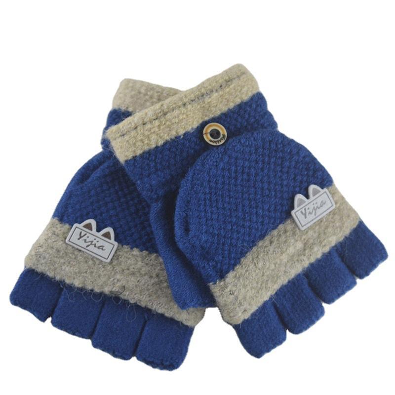 Autumn and Winter New Men's Half-finger Flip Gloves Fashionable and Comfortable Student Writing Knitted Warm Gloves