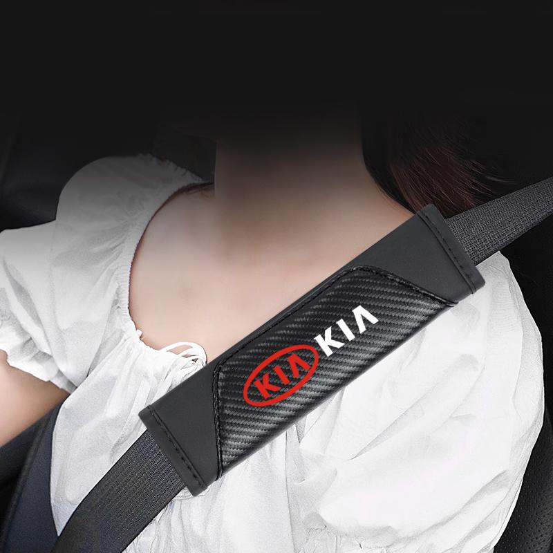 2pcs Car Seat Belt Cover Leather Shoulder Pad Accessories For Kia KN GT-Line Sportage Ceed Rio Picanto Sorento Soul Cerato Venga NH8