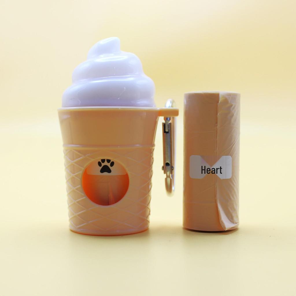 Pet Ice Cream Trash Can with Trash Bag Holder & Dog Poop Scooper