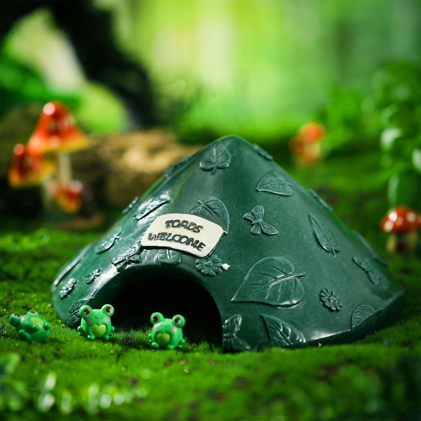

House Garden Decor Sturdy Small Frog Hideout for Outdoor Aquarium Green