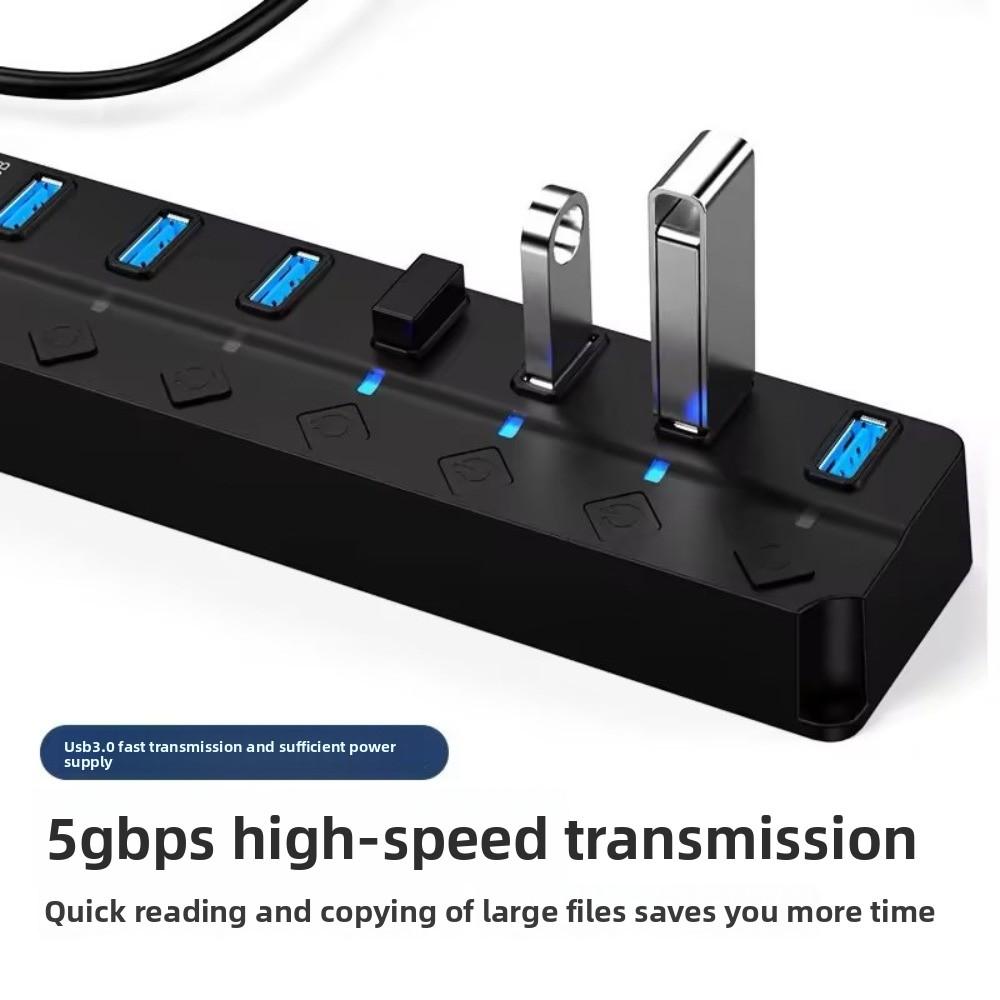 Independent Switch USB 3.0 Hub 7 In 1 USB High-speed Extender  for Laptop/Computers/Keyboard/U Disk
