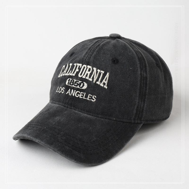 New Hat Japanese Trend Wide Brim Versatile Washed Baseball Cap Men's Korean Version Embroidered Letter Cap Women