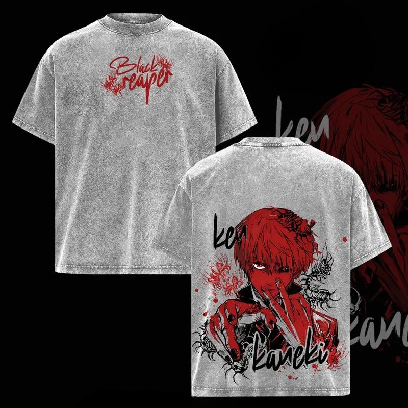 Tokyo Ghoul Kaneki Ken Cool Graphic Tshirt Men Women Clothing Short Sleeve Cotton T-shirts Washed Tee Harajuku Unisex T Shirt