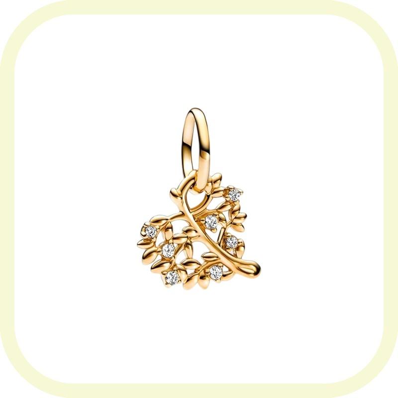 New Golden Flowers Collection Charm Bead Lucky Shamrock Rose in Bloom Daisy Flower Safety Chain Compatible With Authentic Bracelets Do It Yourself Jew