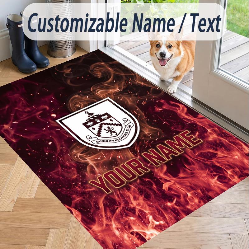 Custom Text Printed Rug Burnley Football Non Slip Floor Carpet For Home Room Decor
