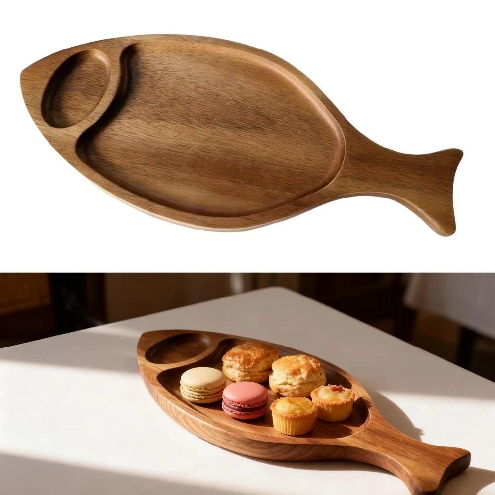 Natural Serving Platter Rustic Fish Shaped Plate Snacks Tray Solid Wood Tray  Living Room