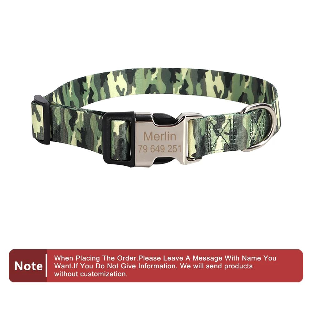 Classic Custom Dog Collar Metal Buckle Dogs Nameplate Collar Free Engrave Personalized Pet Collars Adjustable for Small Medium Large Dog