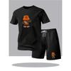 European Size Men'S 100% Cartoon Graphic Print T-Shirt, Short Sleeve Crew Neck Tee, Summer Outdoor Menswear