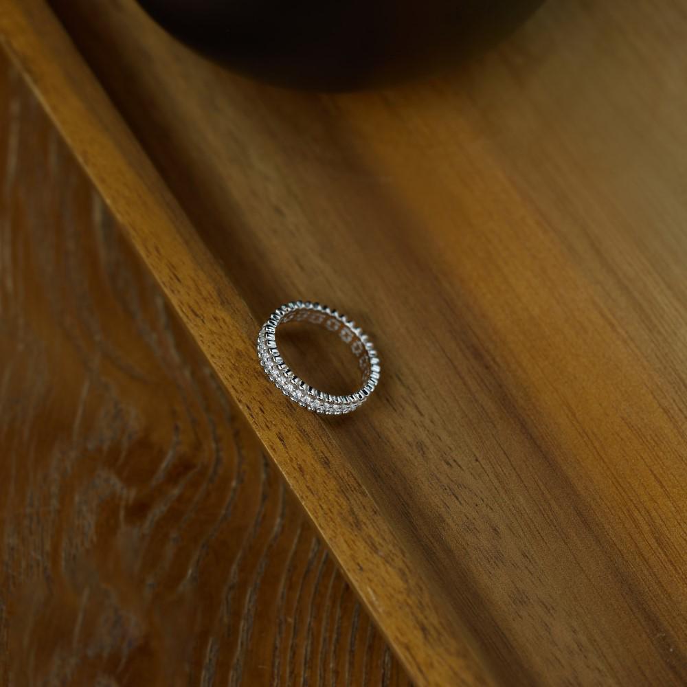 S925 Sterling Silver Women's Exquisite Pave Set Stackable Ring - Simple Oval/Square Design, Closed Style