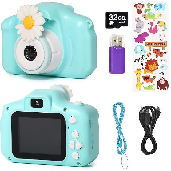 Kids Camera, Christmas Birthday Gifts for Boys Age 3-9, HD Digital Video Cameras for Toddler, Portable Toy for 3 4 5 6 7 8 Year Old Boy with 32GB SD