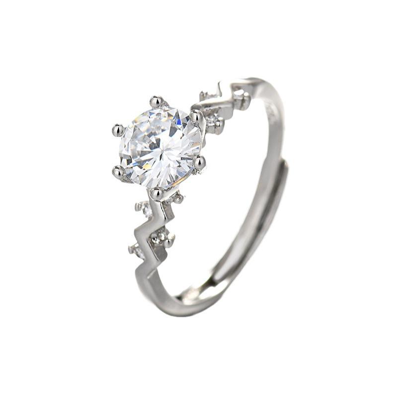 Best-Selling Zirconia Imitation Moissanite Six-Prong 1 Carat Adjustable Wedding Ring for Women